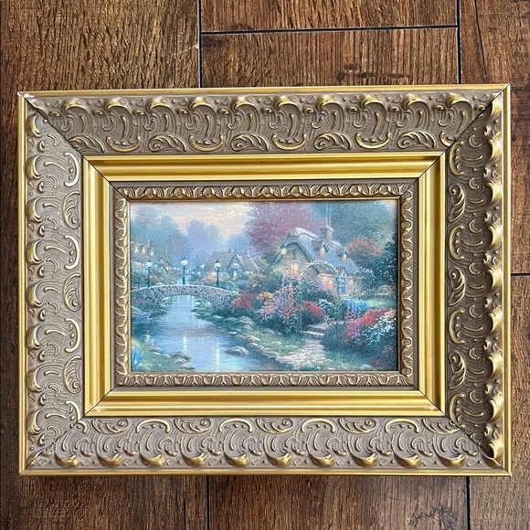 Unique Vintage Other - Unique Vintage Gold Framed Cottage Scene Art